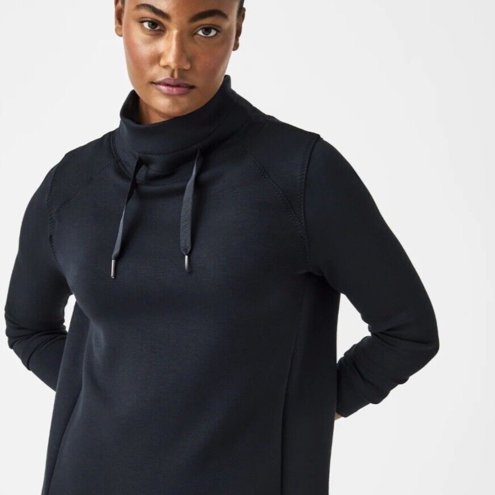 Spanx Sweatshirt Womens Medium Navy Blue AirEssentials Got-Ya-Covered Pullover